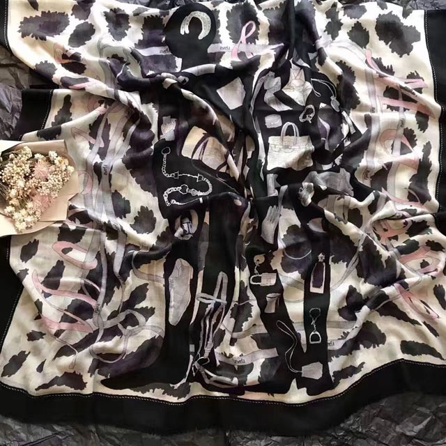 2017 hermes top quality scarf H025 black&white