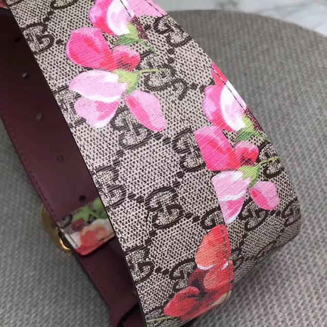 GG original blooms canvas belt 37mm 370543 bordeaux