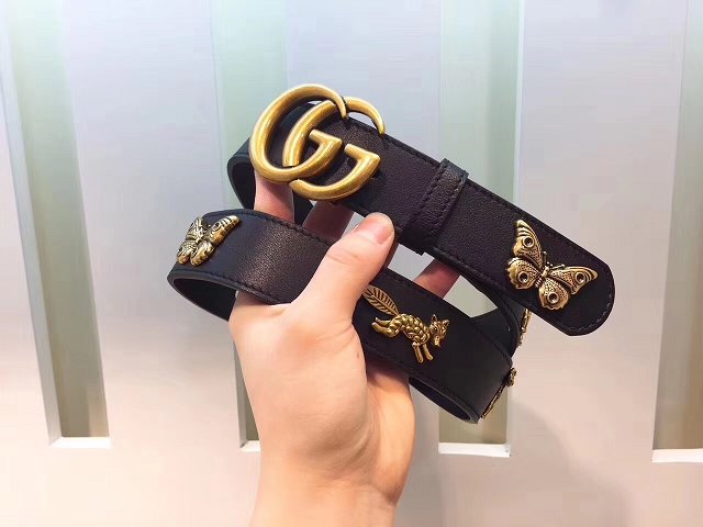 GG original calfskin animals belt 38mm 405624 black