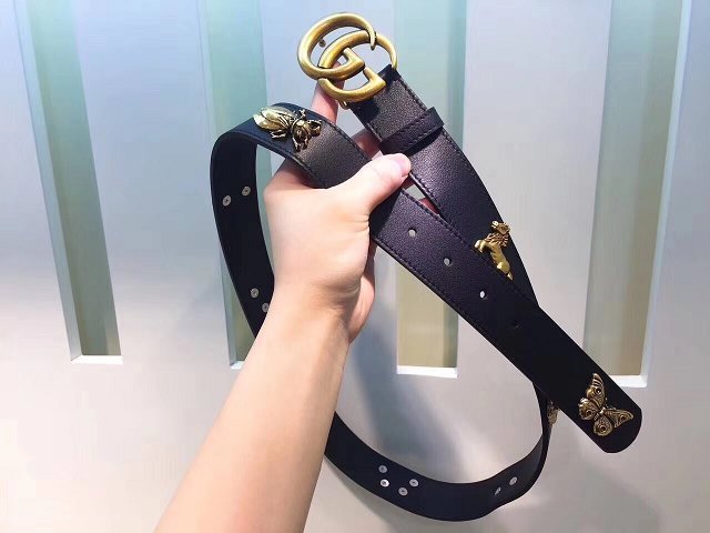 GG original calfskin animals belt 38mm 405624 black