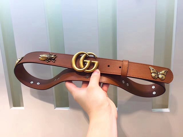 GG original calfskin animals belt 38mm 405624 brown