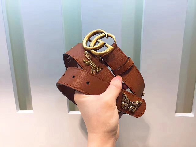 GG original calfskin animals belt 38mm 405624 brown