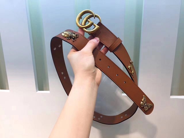 GG original calfskin animals belt 38mm 405624 brown