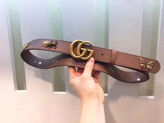 GG original calfskin animals belt 38mm 405624 nude