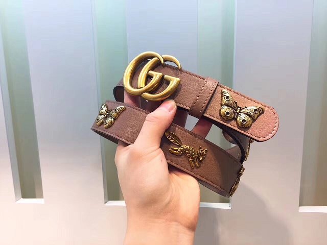 GG original calfskin animals belt 38mm 405624 nude