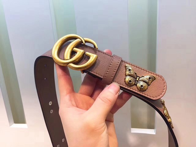 GG original calfskin animals belt 38mm 405624 nude