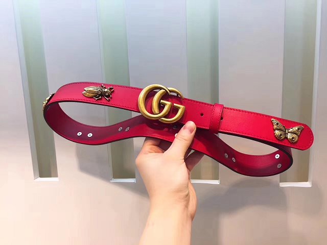 GG original calfskin animals belt 38mm 405624 red