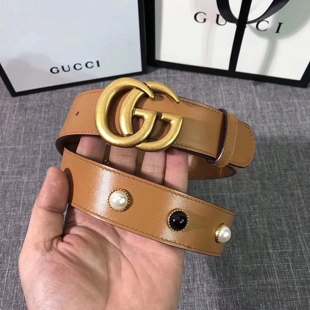 GG original calfskin belt 35mm 223891 coffee