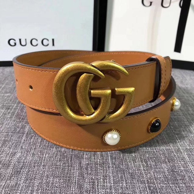 GG original calfskin belt 35mm 223891 coffee