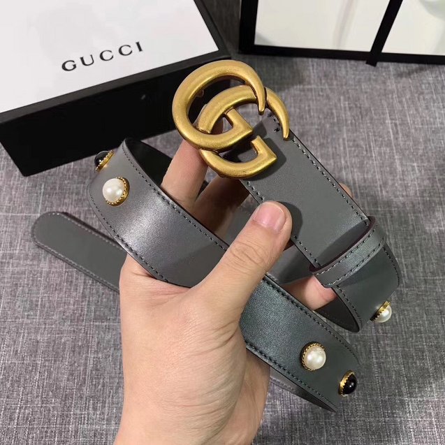 GG original calfskin belt 35mm 223891 grey