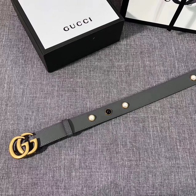 GG original calfskin belt 35mm 223891 grey