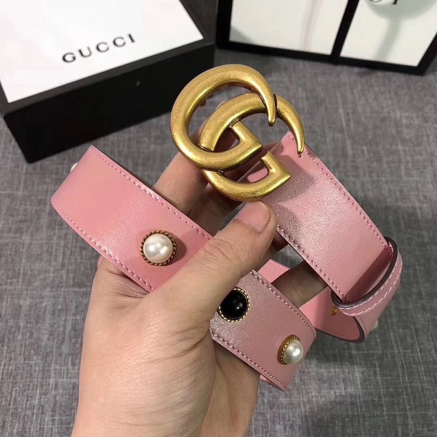 GG original calfskin belt 35mm 223891 pink