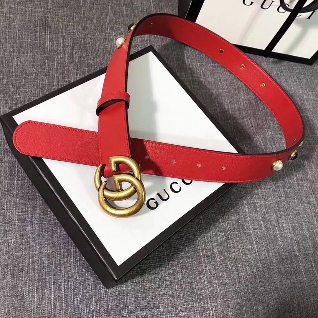 GG original calfskin belt 35mm 223891 red