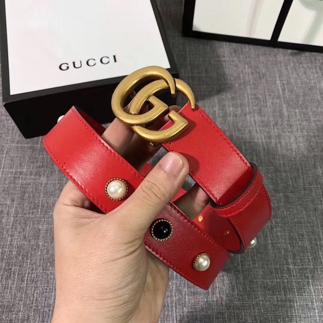 GG original calfskin belt 35mm 223891 red