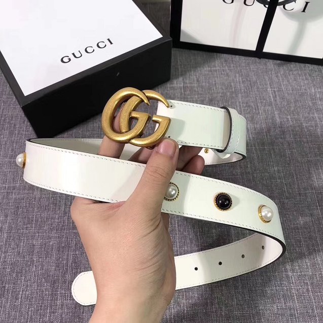 GG original calfskin belt 35mm 223891 white