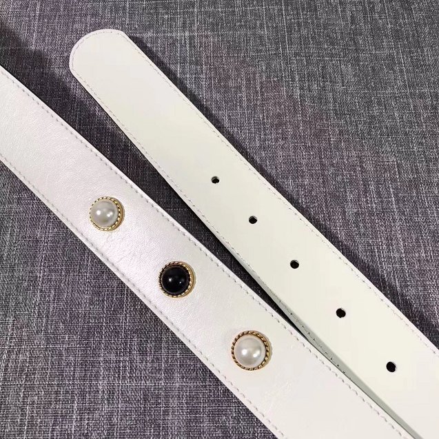 GG original calfskin belt 35mm 223891 white