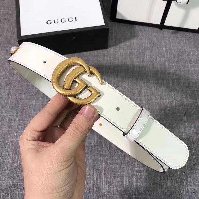 GG original calfskin belt 35mm 223891 white