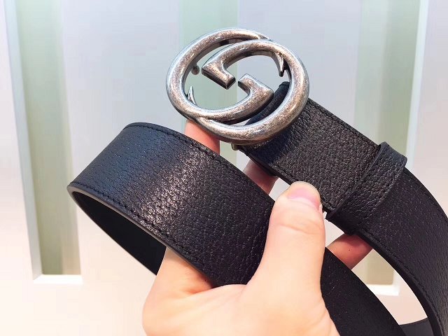 GG original calfskin belt 40mm 370717 black(silver)