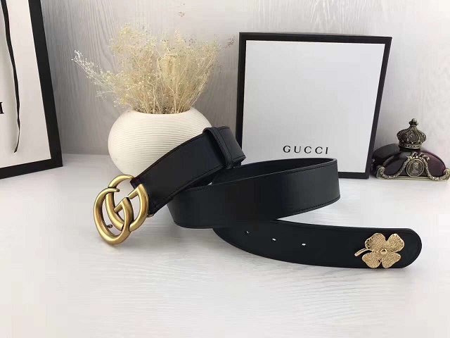 GG original calfskin flower belt 38mm 405624 black