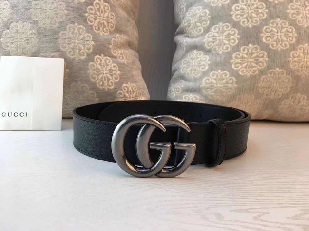 GG original calfskin flower belt 38mm 405624 black silver