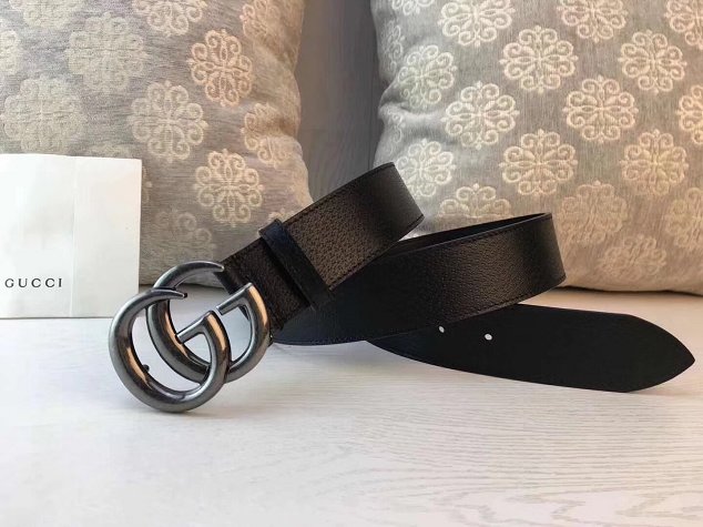 GG original calfskin flower belt 38mm 405624 black silver