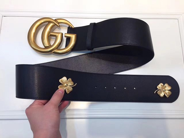 GG original calfskin wide belt 70mm 453265 black