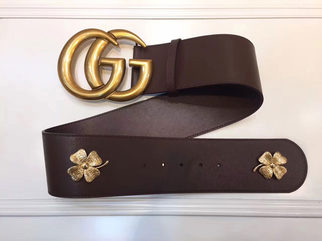 GG original calfskin wide belt 70mm 453265 dark coffee