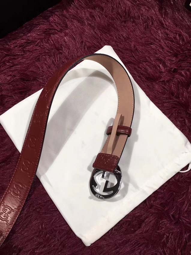 GG original signature calfskin belt 38mm 411924 brown