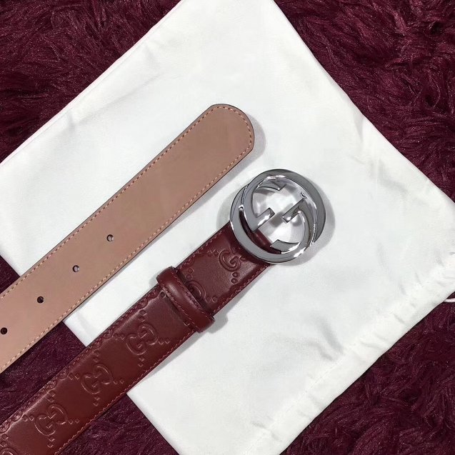 GG original signature calfskin belt 38mm 411924 brown