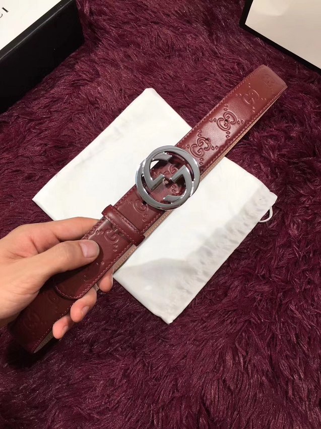 GG original signature calfskin belt 38mm 411924 brown