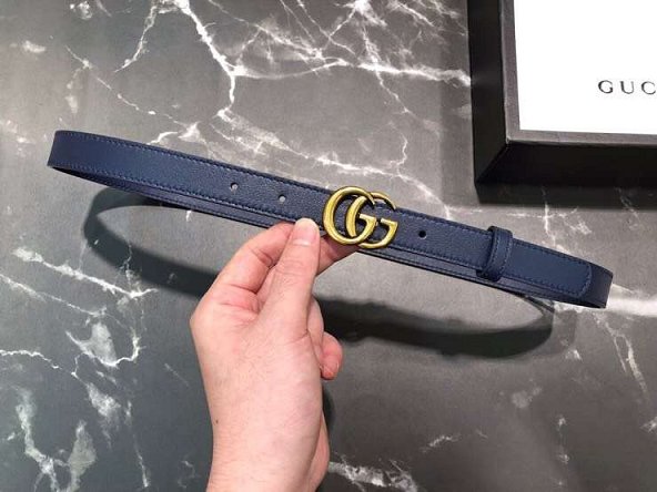 GG original calfskin belt 20mm 409417 navy blue