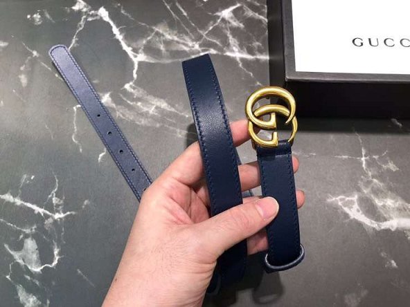 GG original calfskin belt 20mm 409417 navy blue