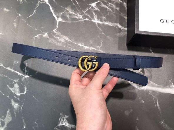 GG original calfskin belt 20mm 409417 navy blue