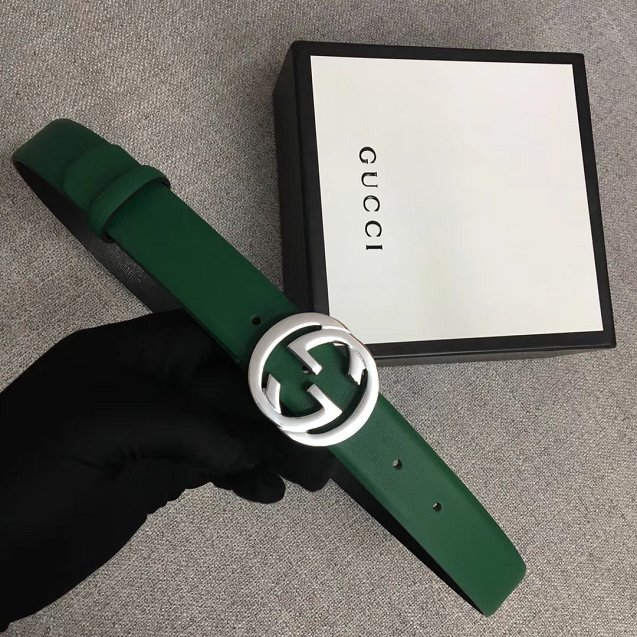 GG original calfskin belt 30mm 370717 green