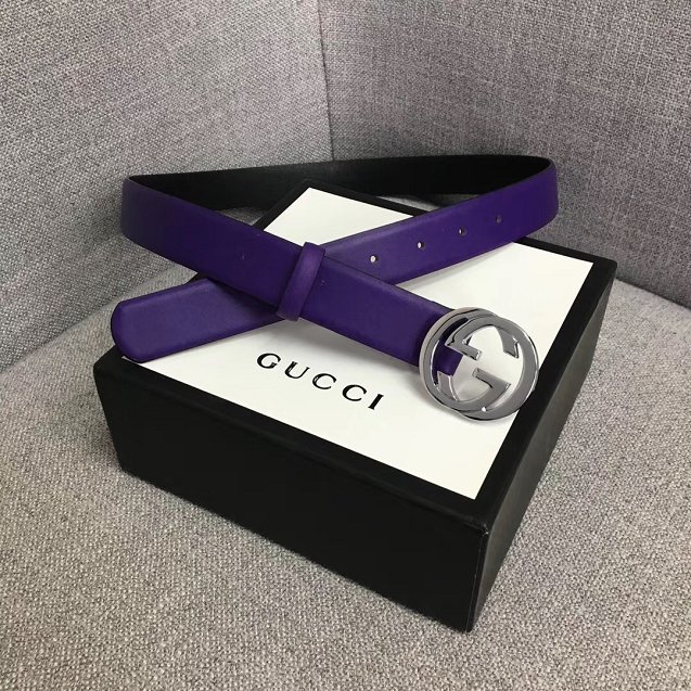 GG original calfskin belt 30mm 370717 purple