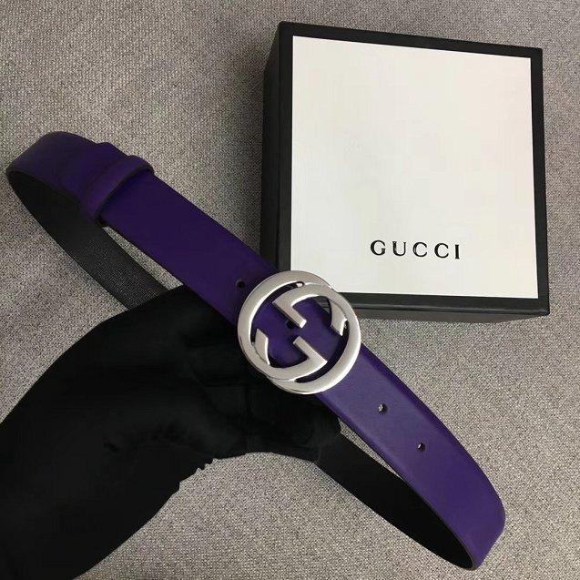 GG original calfskin belt 30mm 370717 purple