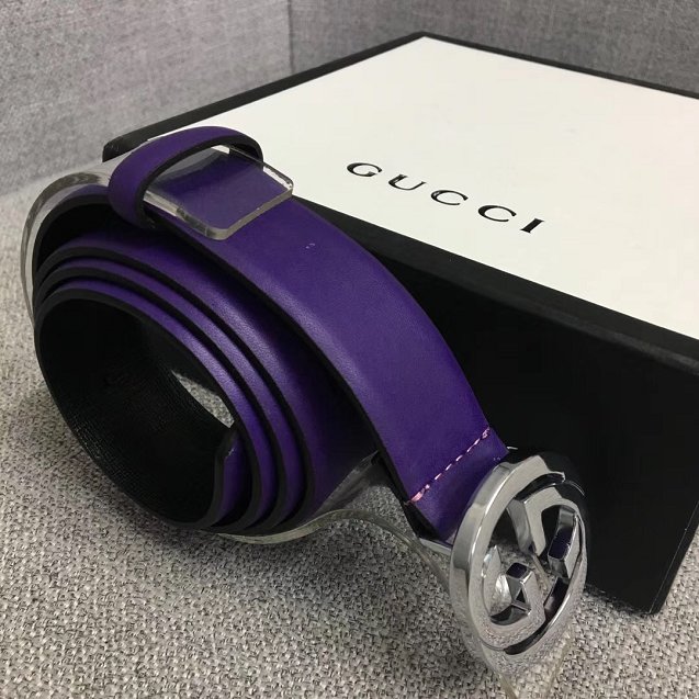 GG original calfskin belt 30mm 370717 purple