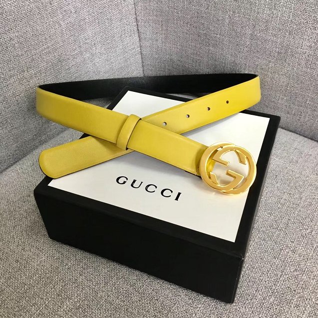 GG original calfskin belt 30mm 370717 yellow