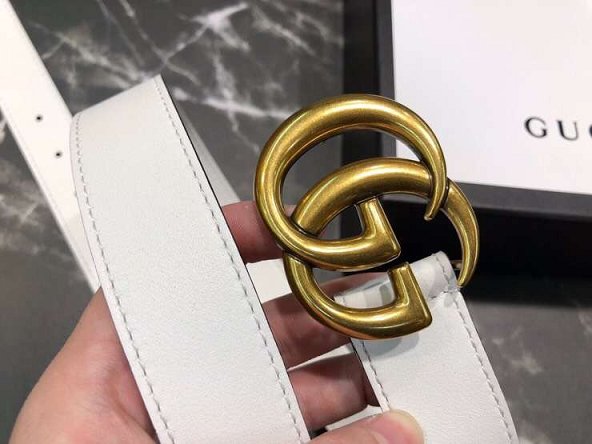 GG original calfskin belt 30mm 409418 white