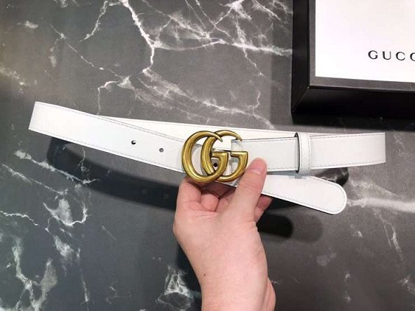 GG original calfskin belt 30mm 409418 white