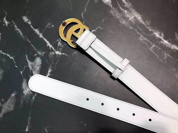 GG original calfskin belt 30mm 409418 white