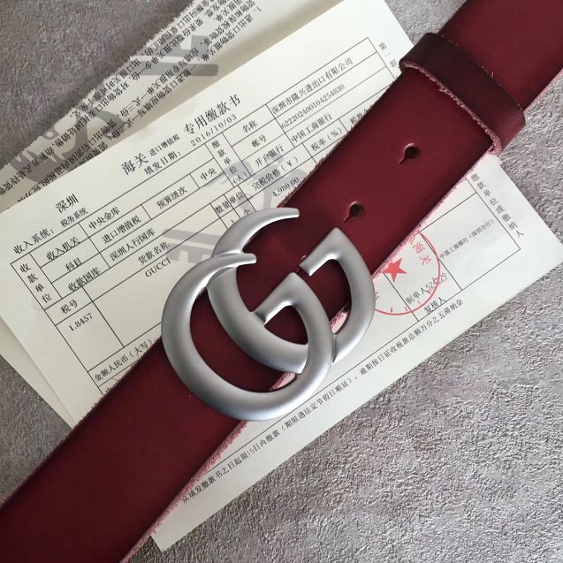 GG original calfskin belt 30mm 414516 wine red