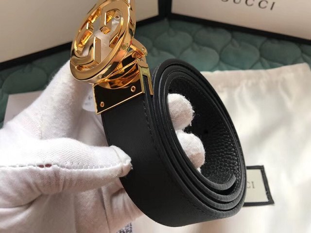 GG original calfskin belt with Double G 35mm 370543 black 