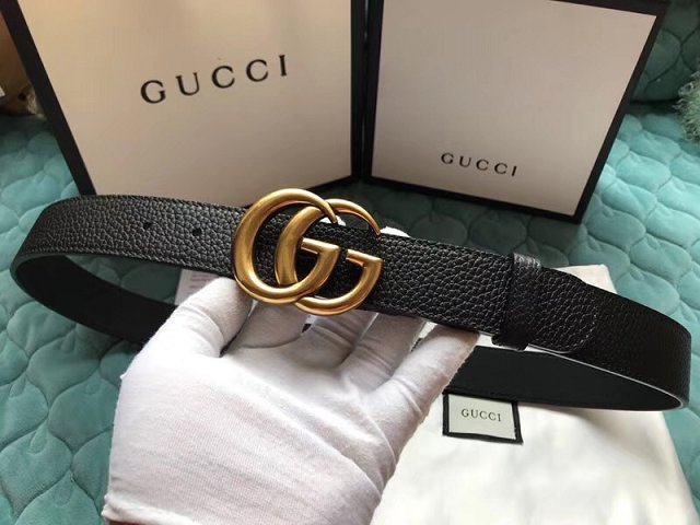 GG original calfskin belt with Double G 35mm 400593 black 