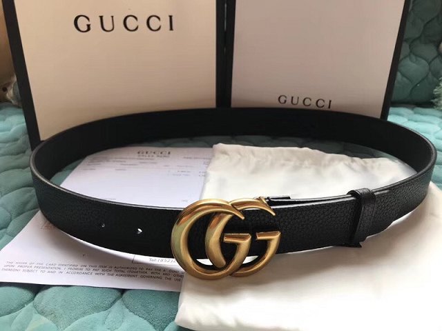 GG original calfskin belt with Double G 35mm 400593 black 