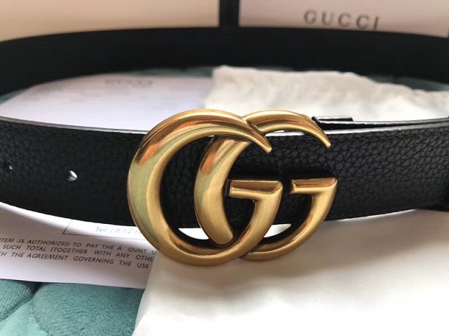 GG original calfskin belt with Double G 35mm 400593 black 