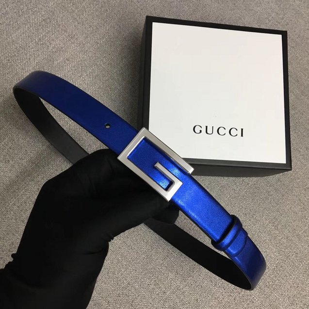 GG original calfskin belt with G buckle 523305 blue