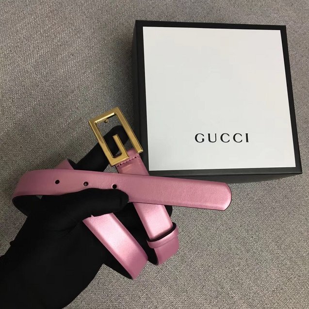 GG original calfskin belt with G buckle 523305 pink