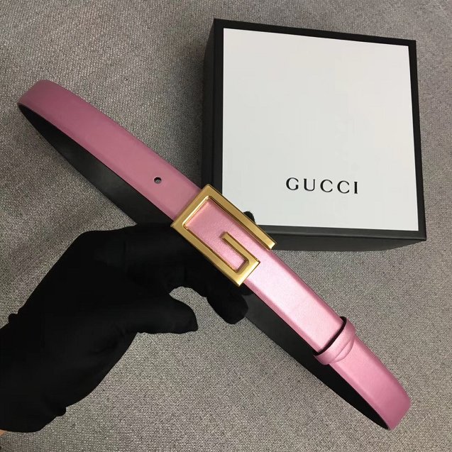 GG original calfskin belt with G buckle 523305 pink