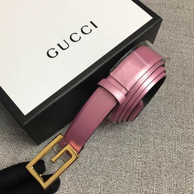 GG original calfskin belt with G buckle 523305 pink